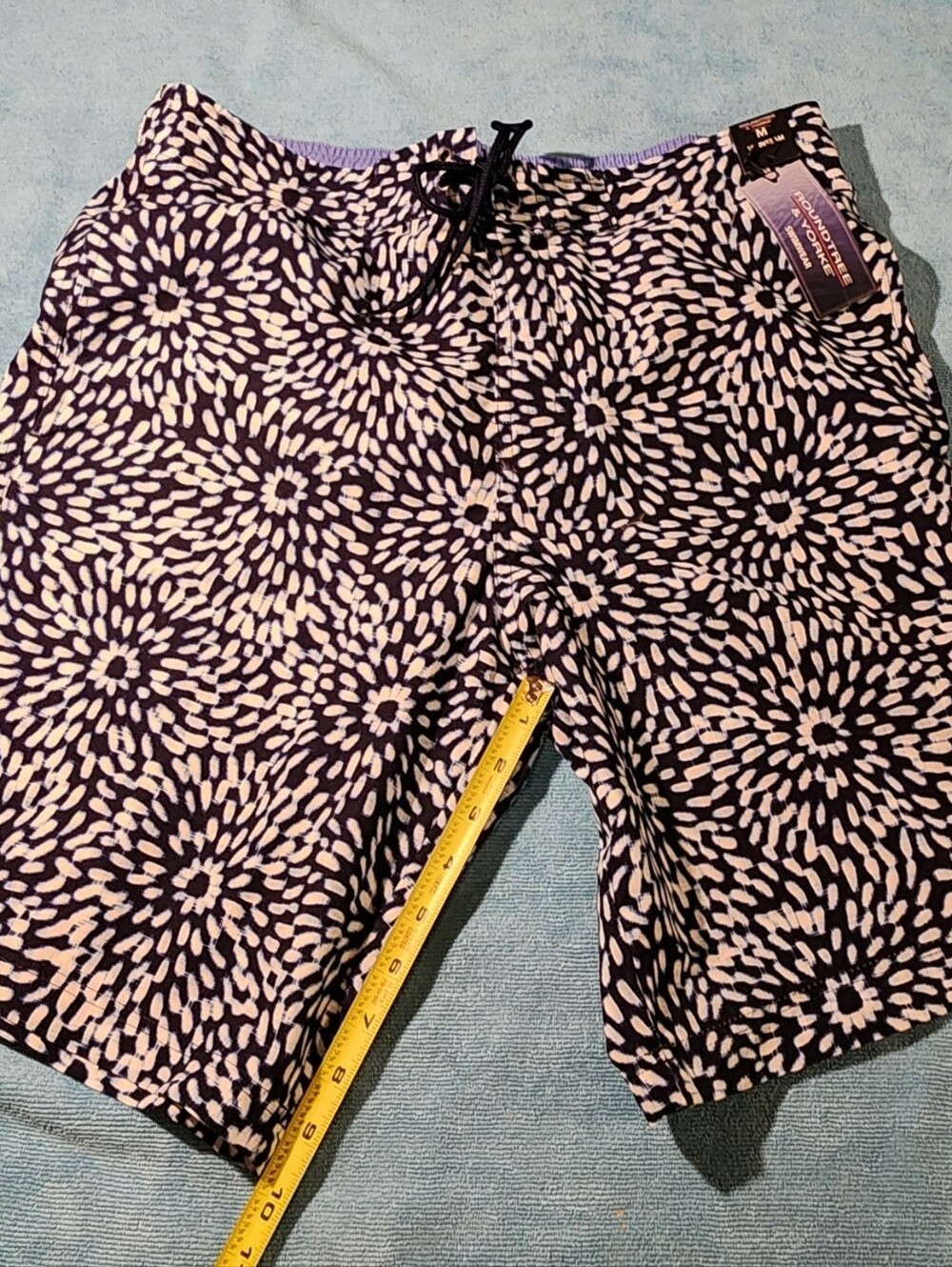 Roundtree & Yorke Navy and White Floral Swim Trunks